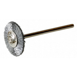 Stainless steel wire brush, wheel,  21x2mm, shank 2,35mm, wire strength 0,10mm