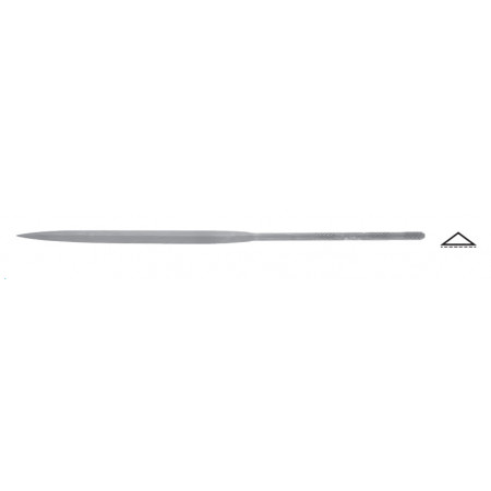 Švýcarský jehlový pilník tříhranný nízký, L=160mm, 5,1x1,8mm, sek 2