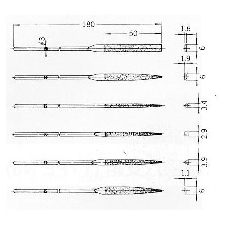 Diamond needle file,  triangular, 3,9x50-180mm, shank 3mm, #120, Premium