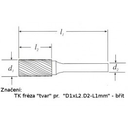 TK fréza válcová 6x19.06-50mm, břit 1
