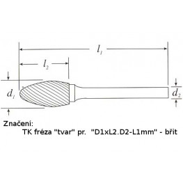 TK fréza eliptická, 3x5,5-50mm,st.3mm, břit 6