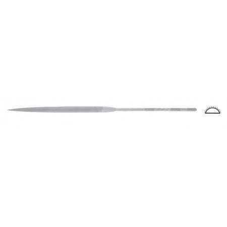 Swiss needle file, hemispherical, L=200mm, 6,5x1,5mm, cut 2