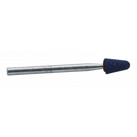 Abrasive conical wheel,  rounded Blue, 6x10mm, shank 3mm