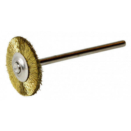 Brass wire brush, wheel 21x2mm, shank 3,00mm, wire diameter  0,08mm