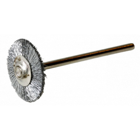 Steel wire brush,  wheel pr.25x2mm, shank 3,00mm, wire strength 0,10mm